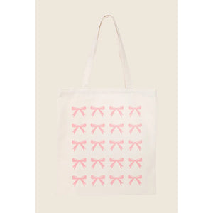 Assorted Pink Ribbon Bow Print Tote Bag