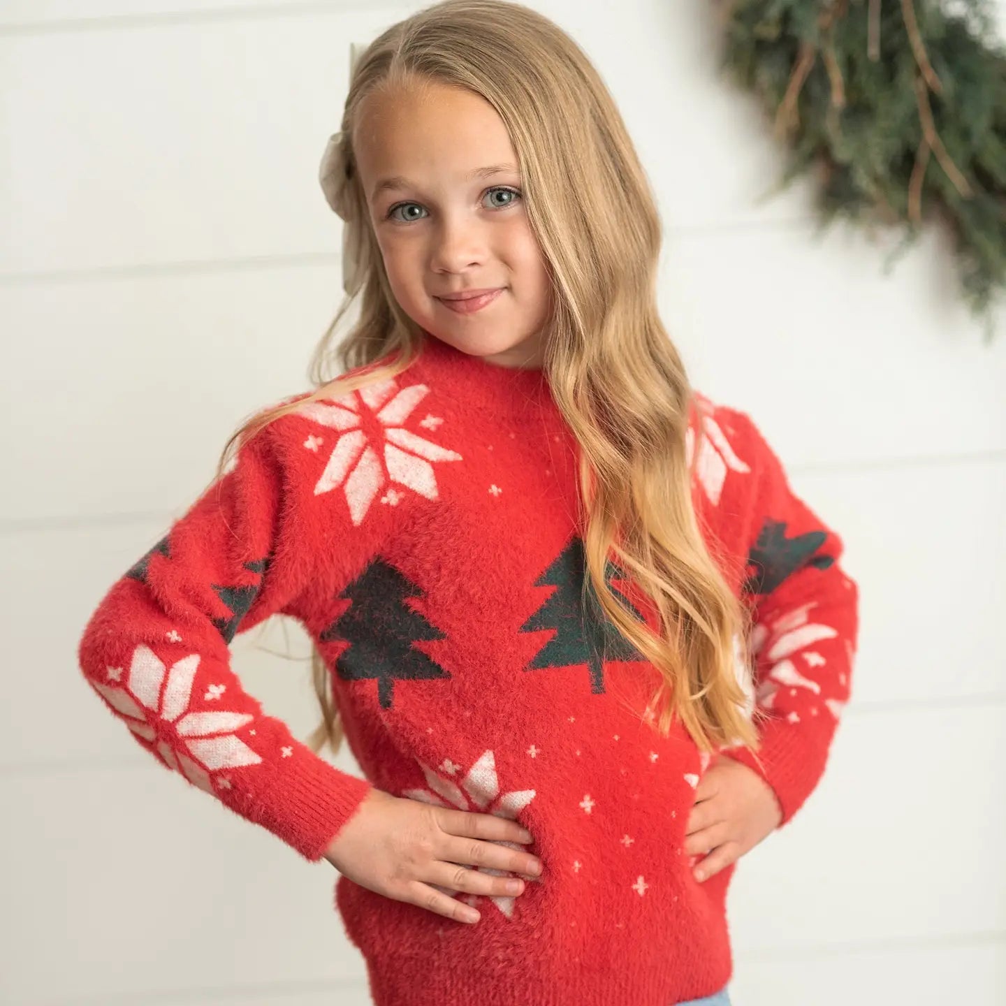 Girls Tree + Snowflake Sweater