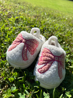 Toddler Girls Pink Bow Slippers