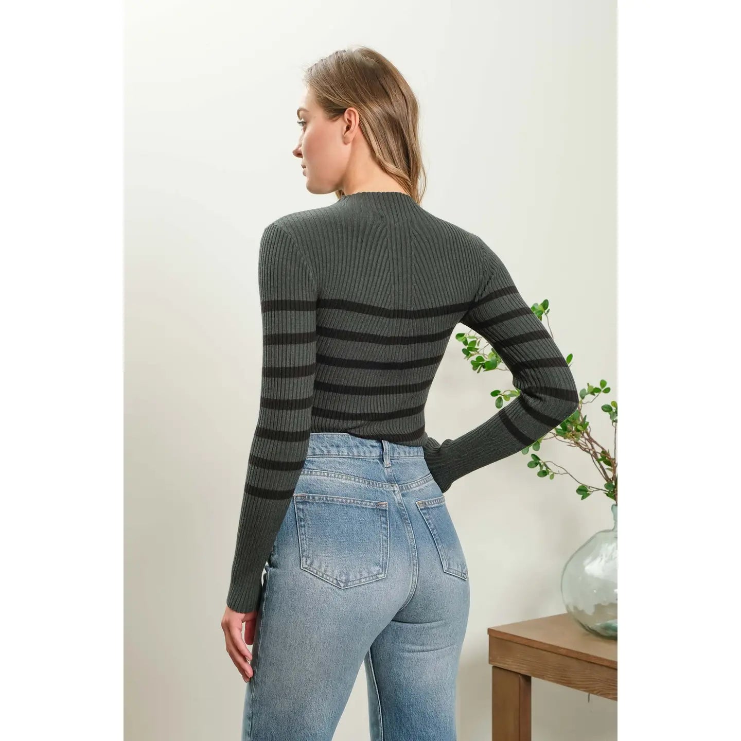 Stripe Long Sleeve Knit Sweater