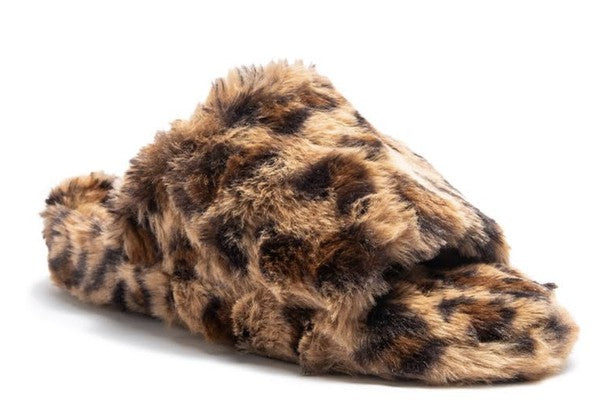 Leopard Faux Fur Slippers