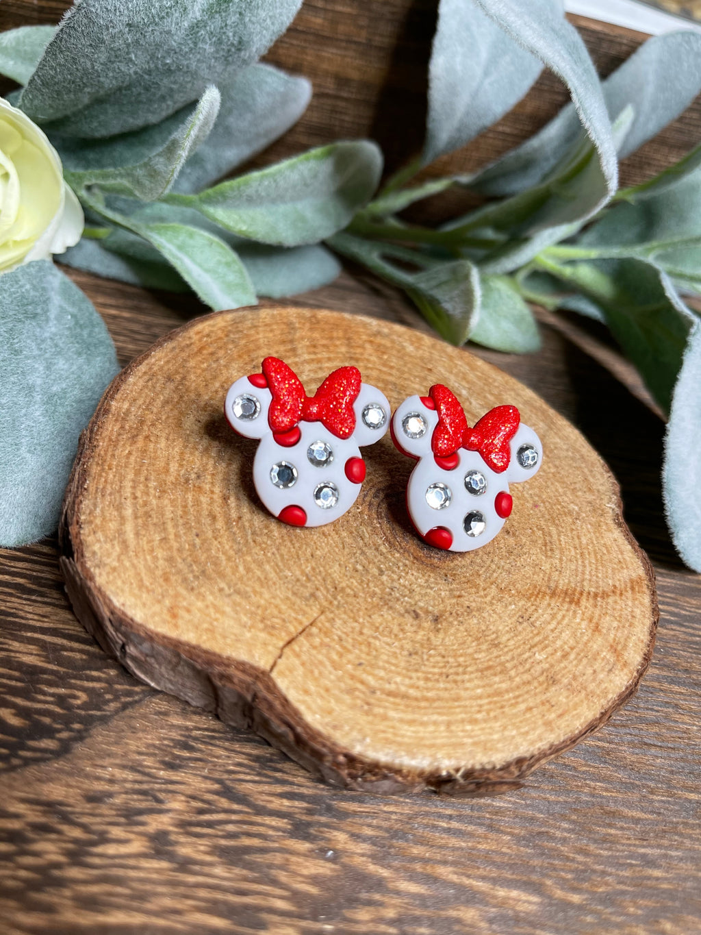 Minnie Mouse with Rhinestone Earrings