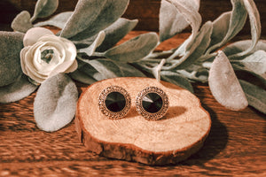 Black and Antique Gold Earring