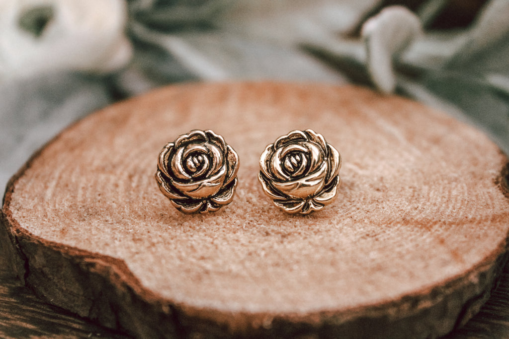 Antique Gold Rose Earring