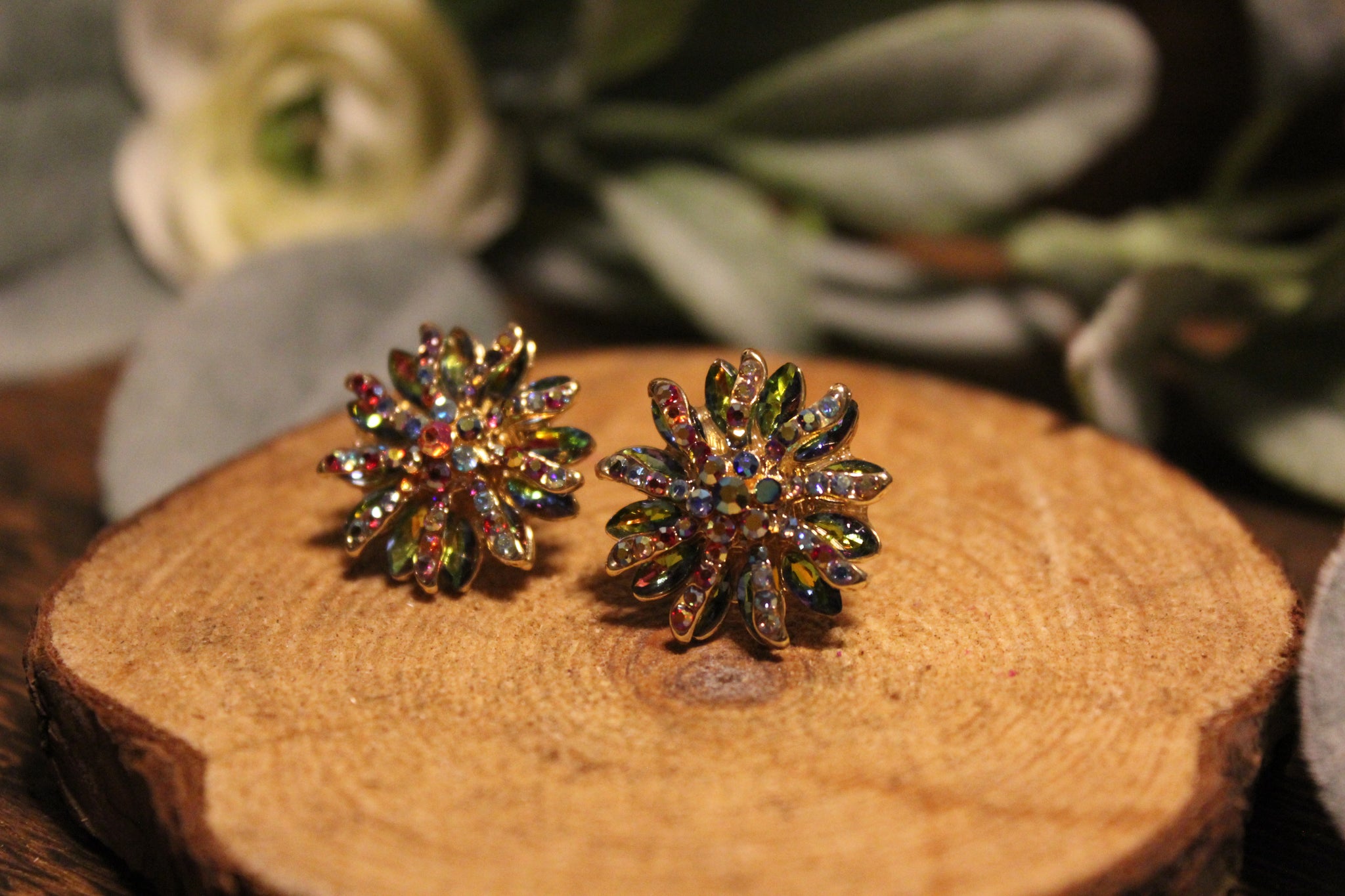 Multi Rhinestone Flower Earring