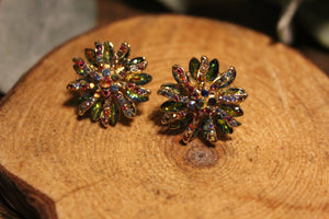 Multi Rhinestone Flower Earring