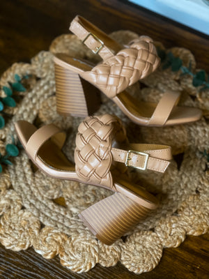 Tan Woven Sandal Heels