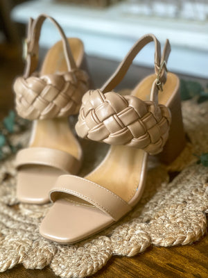 Tan Woven Sandal Heels