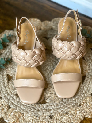 Tan Woven Sandal Heels