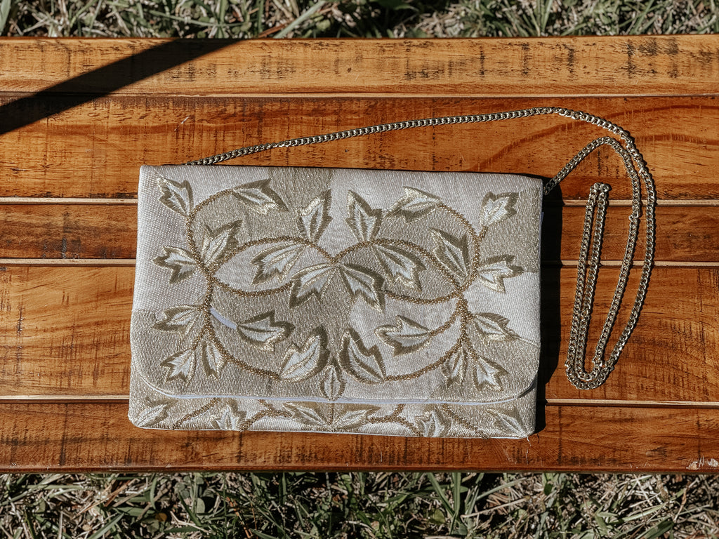 Gold Embroidered Clutch/Crossbody