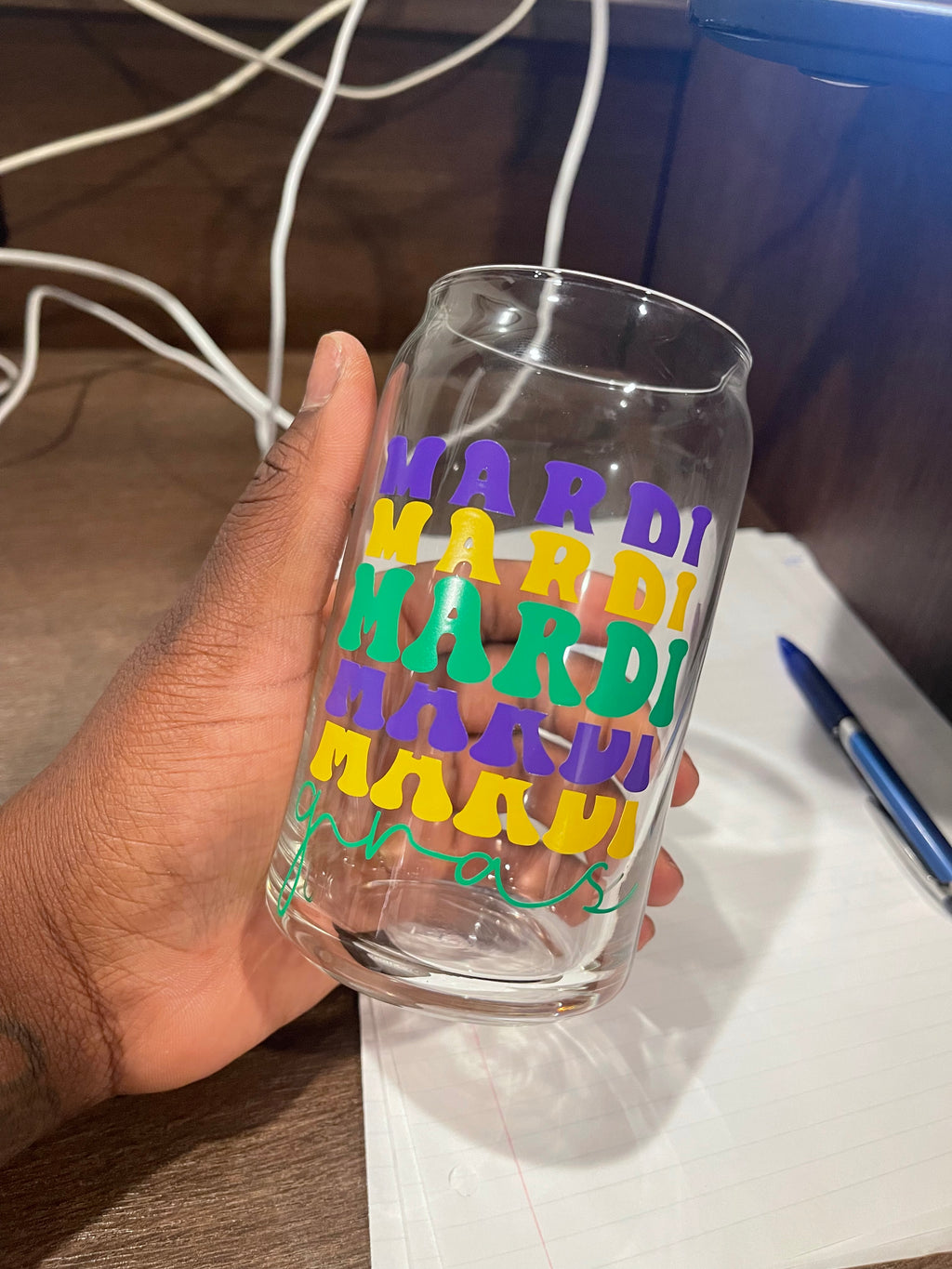 Mardi Gras Can Glass