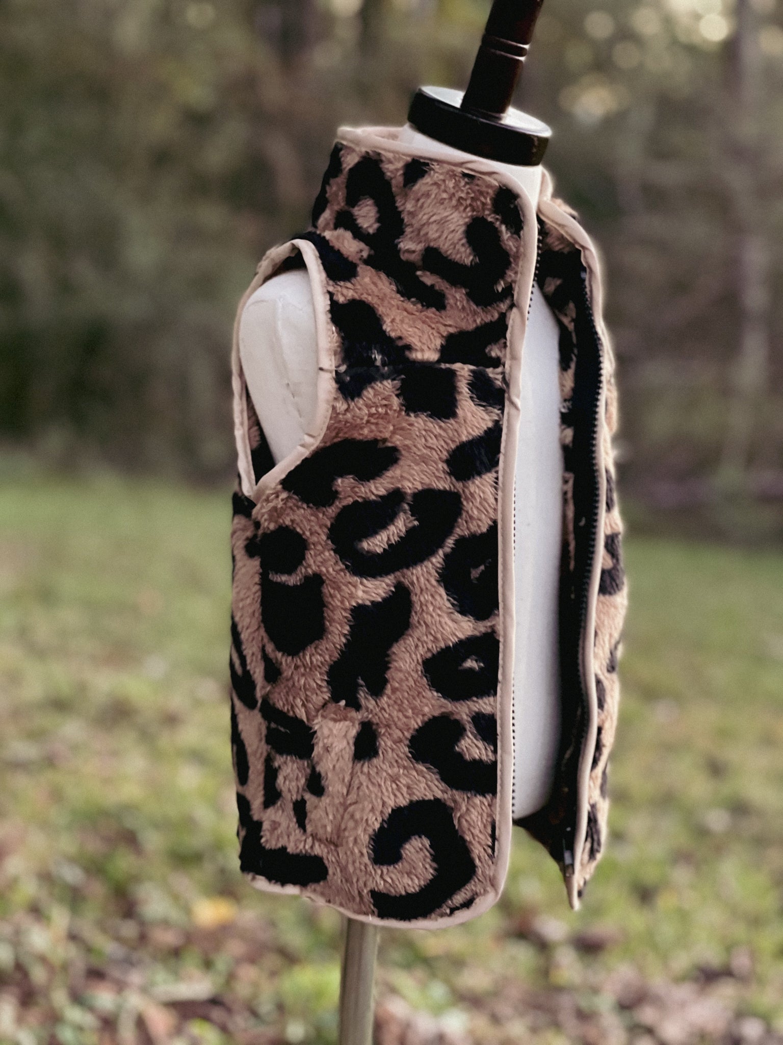 Girls Leopard Sherpa Vest