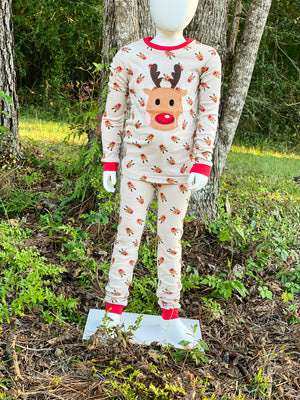 Long Sleeve Cookie Rudolph Pajama Set