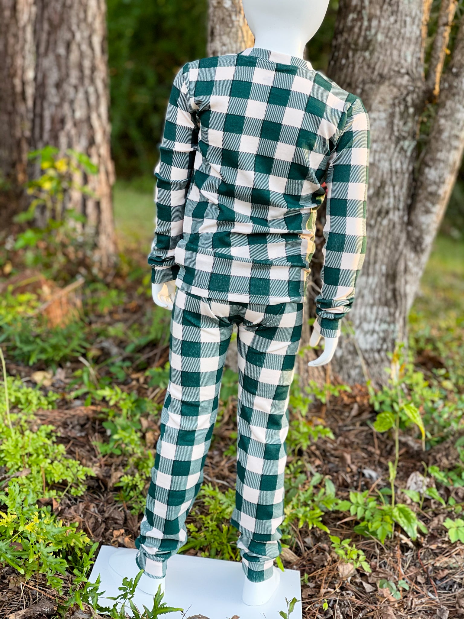 Long Sleeve Green Checkered Pajama Set