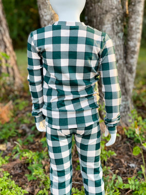 Long Sleeve Green Checkered Pajama Set