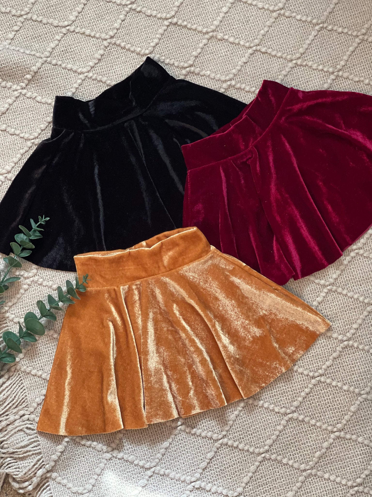 Girls Skater Velvet Skirt