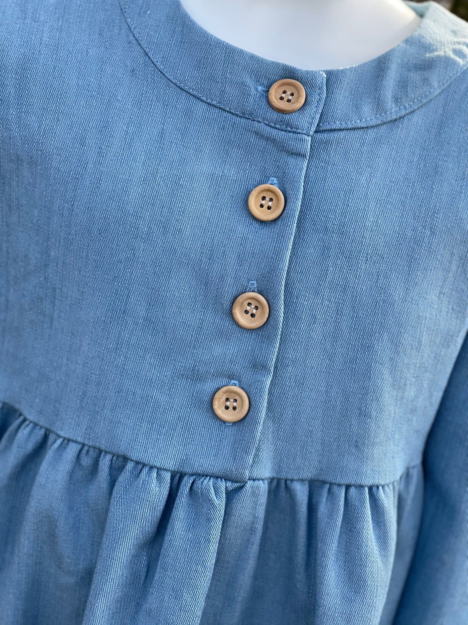 Denim Button Ruffle Dress