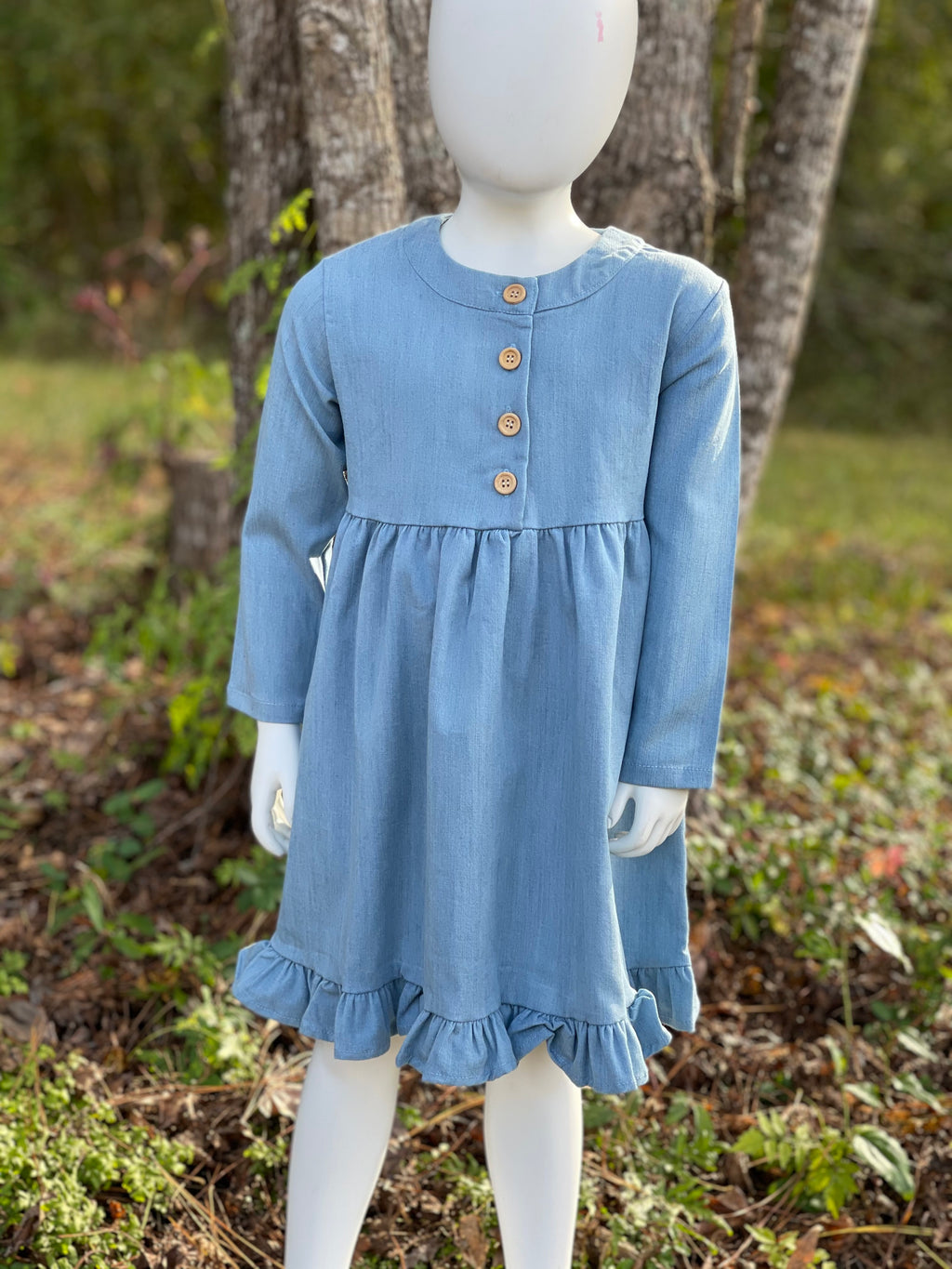 Denim Button Ruffle Dress