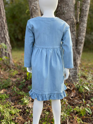 Denim Button Ruffle Dress